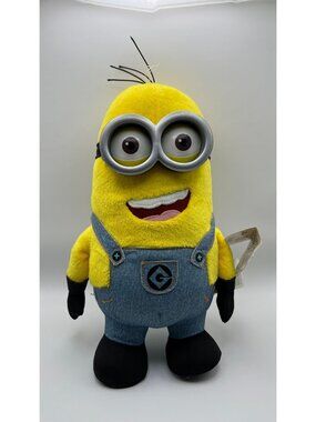 Minion Plush Toy With Overalls 12" Tall Despicable Me Collectible Yellow & Blue